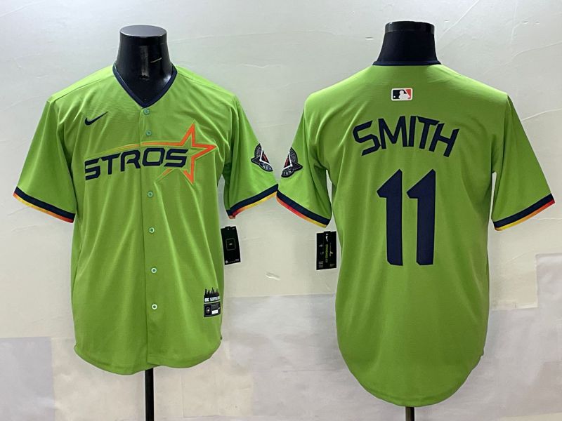 Men Houston Astros 11 Smith Green three generations Joint Name 2025 Nike MLB Jersey style 1